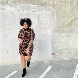 Rebdolls black and brown mini knit dress